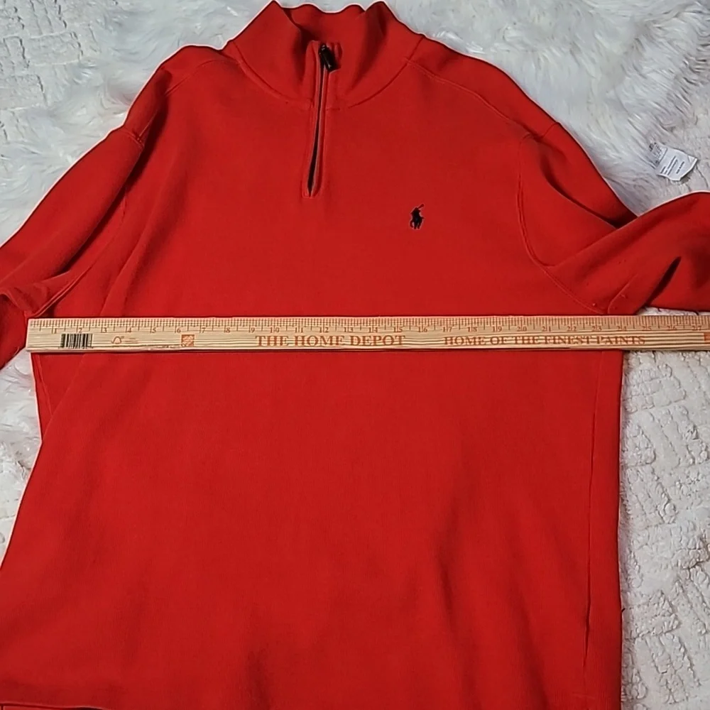 Polo Ralph Lauren Men’s Quarter Zip Pullover XL Orange Long Sleeve Sweater